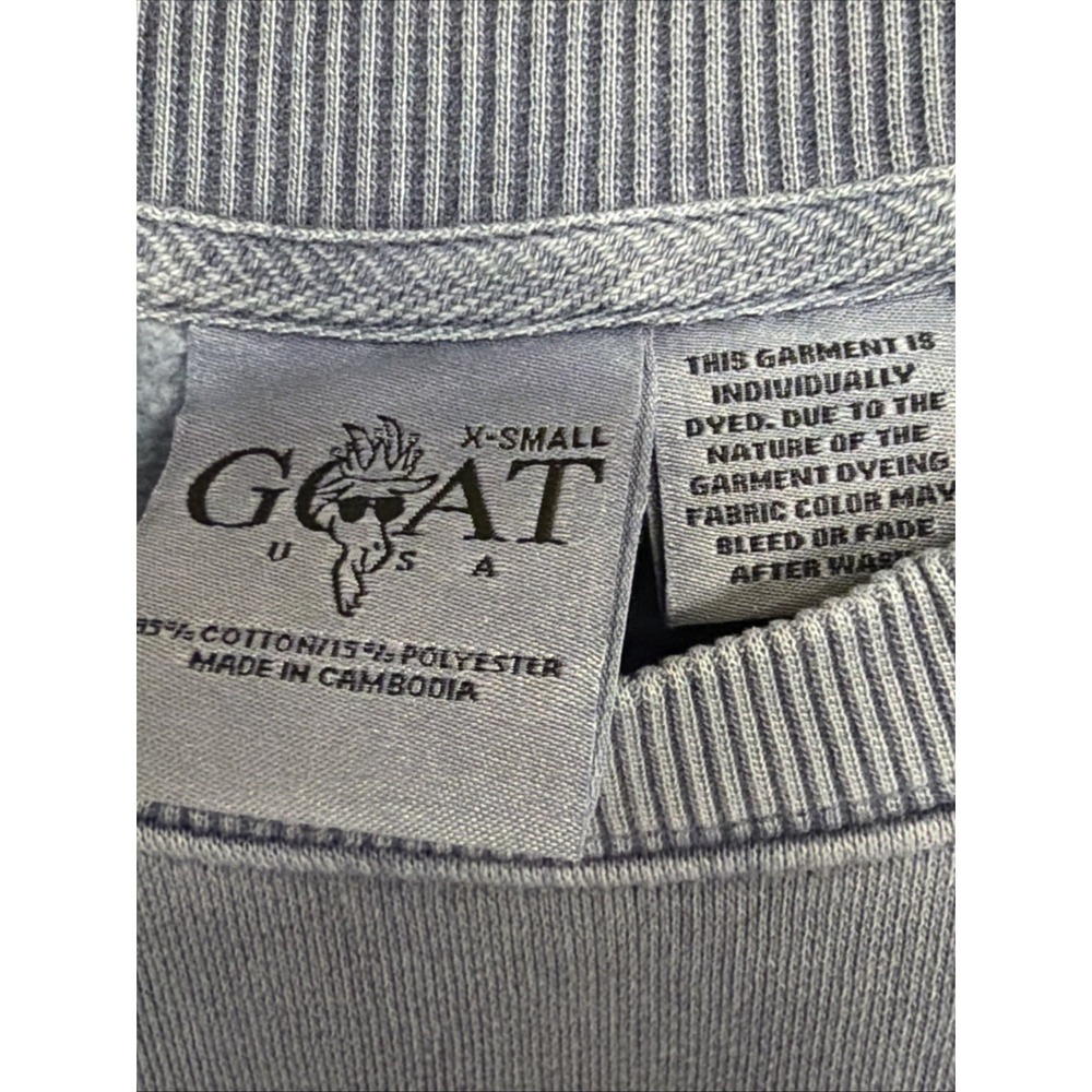 NWT GOAT USA Adult Linden Vintage washed  Slate Crewneck Sweatshirt Sz XS $55 - Picture 3 of 5